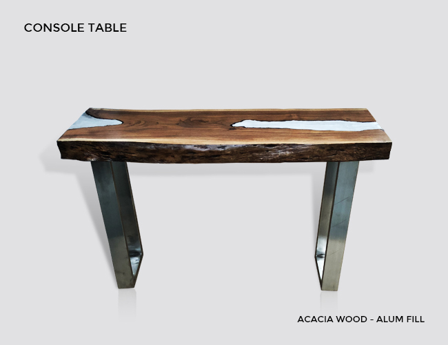 Side Table, Molten Wood Side Table, Molten Metal Side Table, Euca Wood, Copper Fill, Molten Wood End Table 