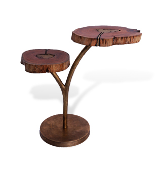 Aglow, Molten Wood, Side Table, Brass Fill