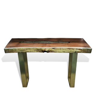 Aglow, Molten Wood, Coffee Table, Molten Wood Coffee Table,  Brass Fill, Wood Casting